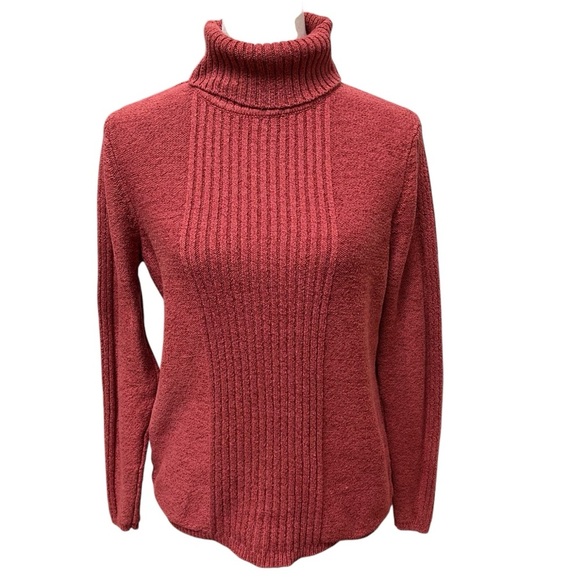Sundance Turtleneck Sweater Women’s XL Burnt Pink Orange Textured - Picture 1 of 9